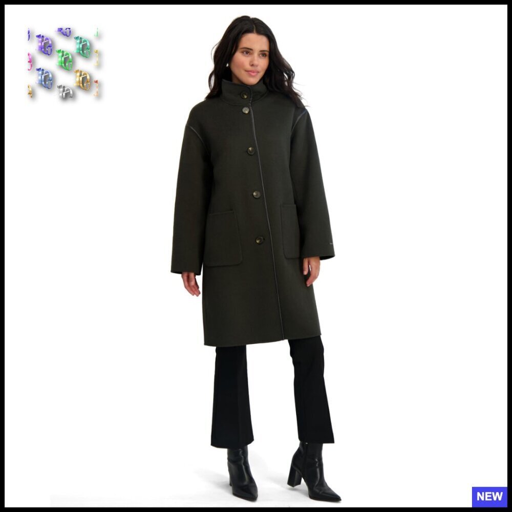 Wool Blend Overcoat Elegant Relaxed Fit Notch Collar Button Front Long Coat